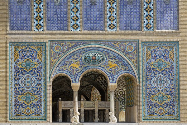 Beautiful mosaics on exterior facade of the Golestan Palace