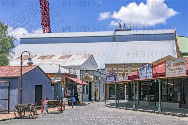 Street scene with old shops at the Big Hole and Open Mine Museum in Kimberley