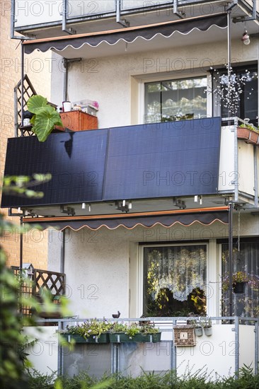 Balcony power plant Solar panel on a balcony in Hilden