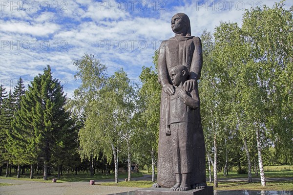 Statue of Siberian Mother with Her Son