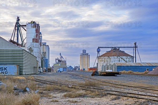 Railroad and grain elevators at the city Muleshoe