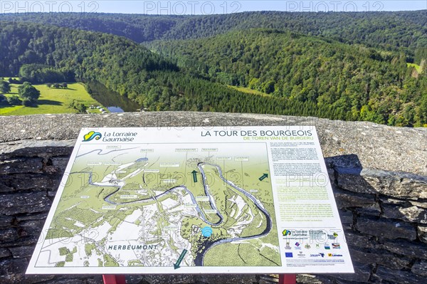 Map and view from the 13th century Chateau d'Herbeumont