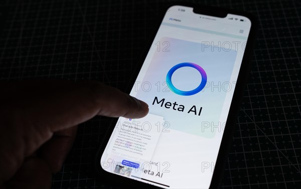 In this photo illustration a person browsing Meta AI