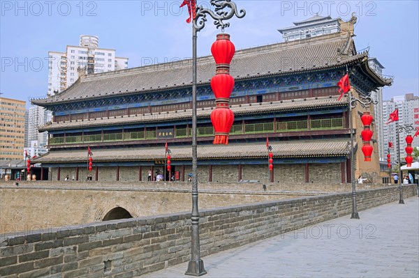 Red Chinese lanterns and the Anding Gate