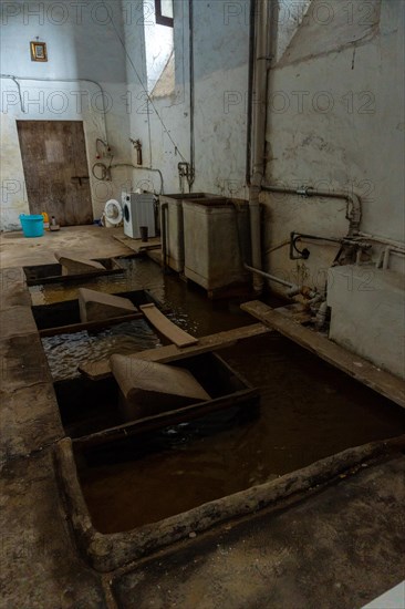 Old laundry of the old Santa Clara Monastery in the town of Azkoitia next to the Urola river. Founded by Don Pedro de Zuazola