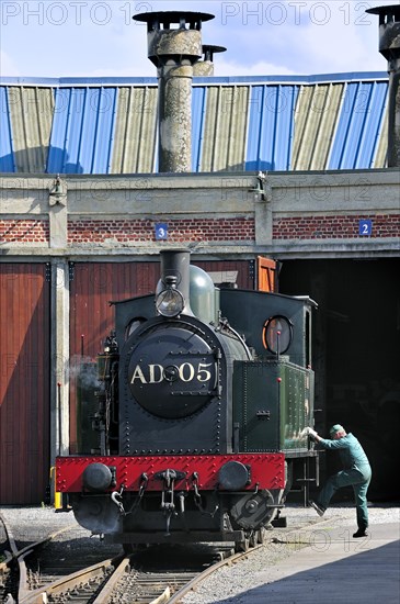 Steam train at the depot of the Chemin de Fer a Vapeur des Trois Vallees at Mariembourg