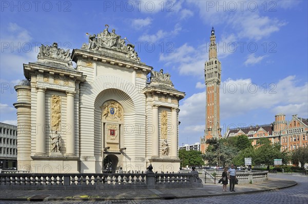 Belfry and triumphal arch Porte de Paris of Lille