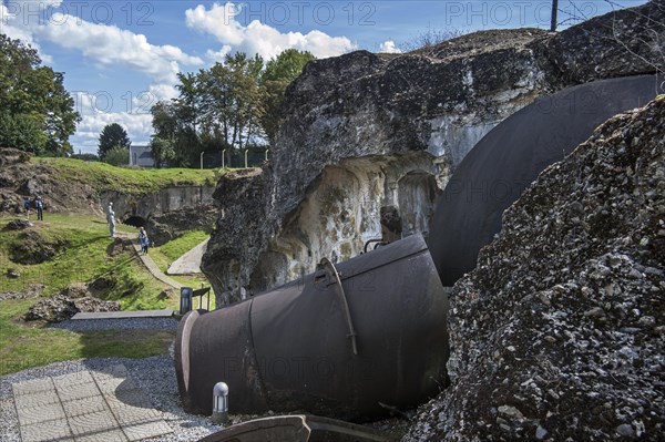 Broken searchlight and debris of the exploded magazine in the Fort de Loncin