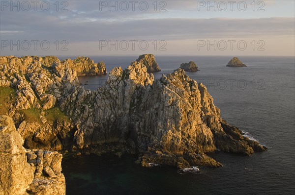 Sea cliffs at sunset at the Pointe de Pen-Hir