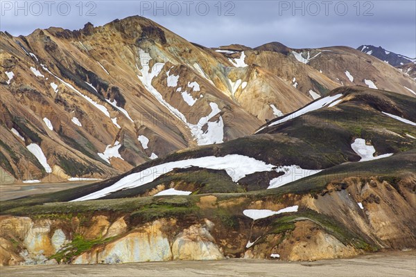 Rhyolite mountains at the Landmannalaugar valley in the Fjallabak Nature Reserve