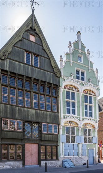 16th and 17th century facades of bourgeoisie houses Den Duivel and Het Paradijs at Haverwerf in city Mechelen