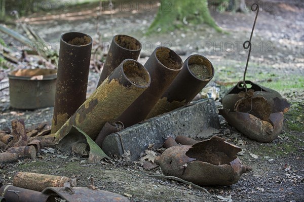 Old rusty battery of Livens projectors