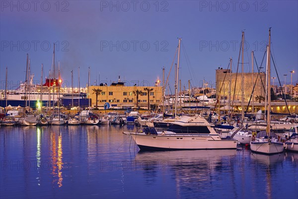 View of port area and bay in Heraklion