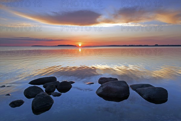 Sunset over the Baltic Sea from the Pomeranian island Ruegen