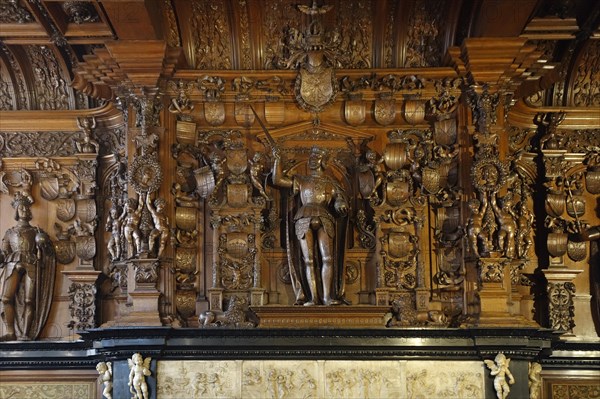 16th century Emperor Charles mantelpiece in Alderman's chamber at Brugse Vrije