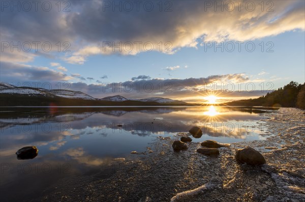 Loch Morlich at sunset in winter