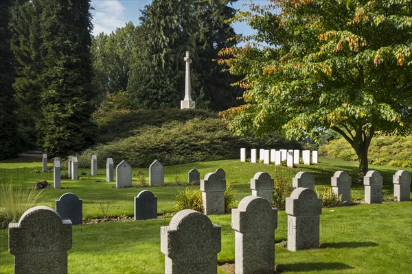 WWI British and German graves at the St Symphorien Commonwealth War Graves Commission cemetery at Saint-Symphorien near Mons