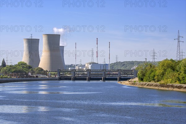 Cooling towers of the Tihange Nuclear Power Station along the Meuse River at Huy