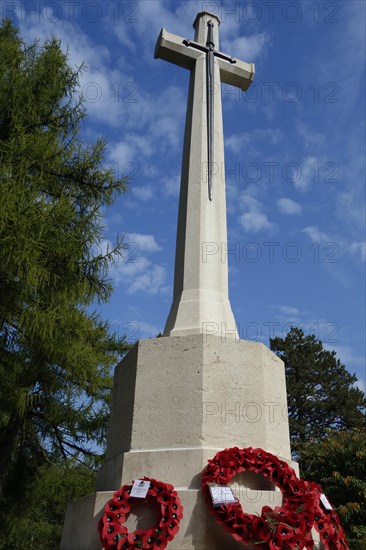 British Cross of Sacrifice at the St Symphorien Commonwealth War Graves Commission cemetery at Saint-Symphorien near Mons