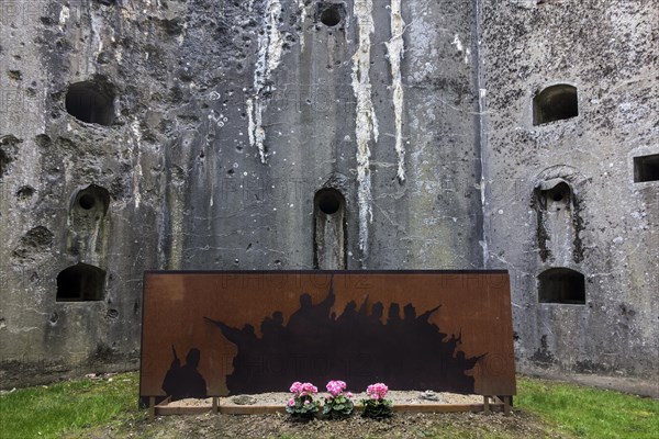 Bullet-scarred wall in the Fort de Loncin