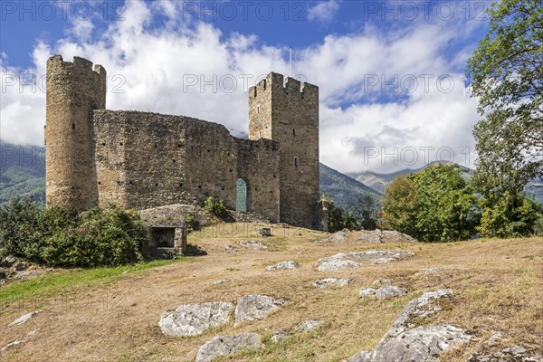 Ruins of the Chateau Sainte-Marie castle near Esterre and Luz-Saint-Sauveur