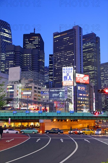 Shinjuku skyscrapers illuminated at night Tokyo Japan Asia