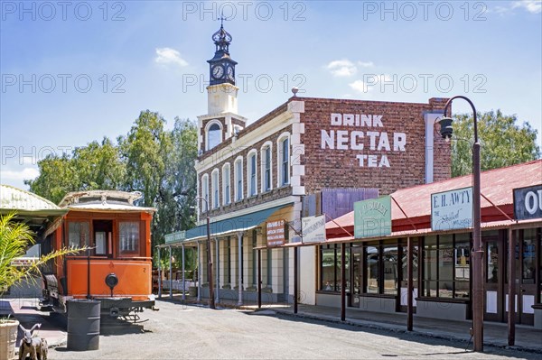 Old tram and Victorian buildings