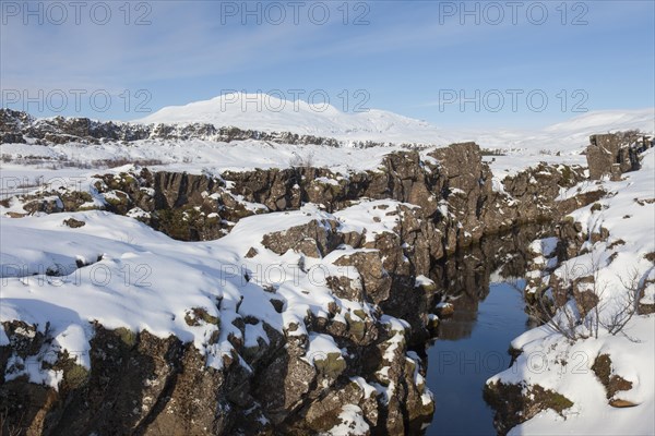 Nikulasargja canyon in the snow in winter