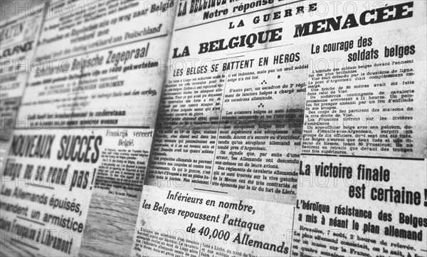 WWI newspaper articles in French of Belgian papers reporting news about the First World War One front in Belgium