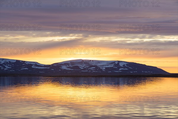 Liefdefjorden at sunset in summer