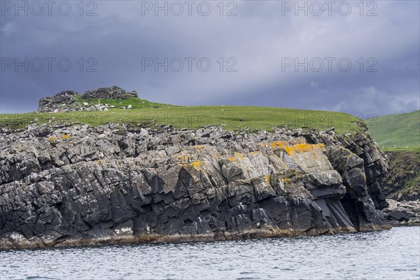 Remains of the Broch of Burraland on the No Ness peninsula near Sandwick