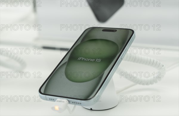 Apple iPhone 15 series smartphones displayed in an Apple authorised reseller store iTech during the devices first day of sale in Guwahati