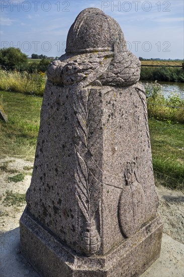 First World War One demarcation stone along the river IJzer