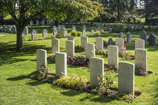 WWI British and German graves at the St Symphorien Commonwealth War Graves Commission cemetery at Saint-Symphorien near Mons