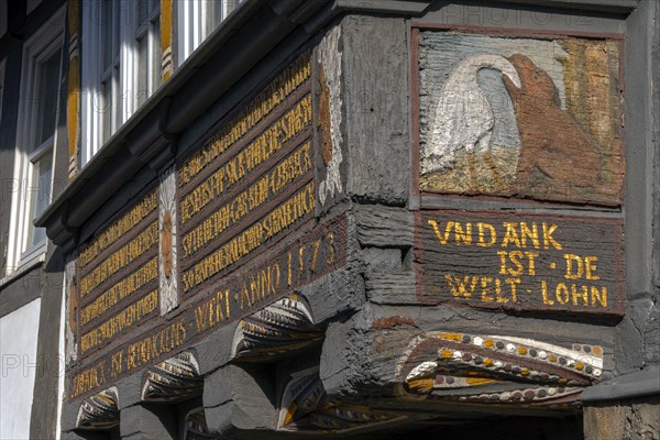 Saying: Ingratitude is the world's reward on the half-timbered house Stadthagen Germany