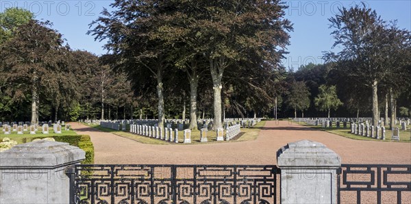 First World War One graves of fallen WWI soldiers at the Belgian Military Cemetery at Houthulst