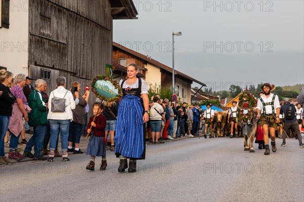 Alpine shepherdess with child