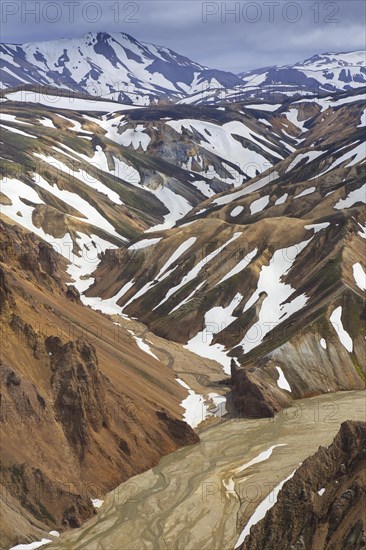 Rhyolite mountains at the Landmannalaugar valley in the Fjallabak Nature Reserve