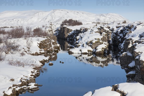 Nikulasargja canyon in the snow in winter