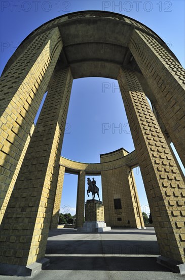 The Memorial King Albert I monument along the river IJzer near the sluice complex Ganzenpoot