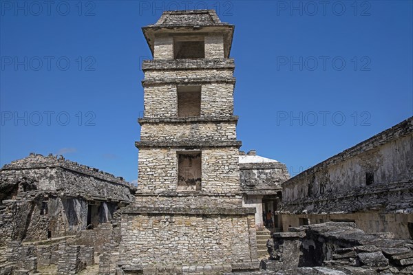 Palace with Observation Tower at the pre-Columbian Maya civilization site of Palenque