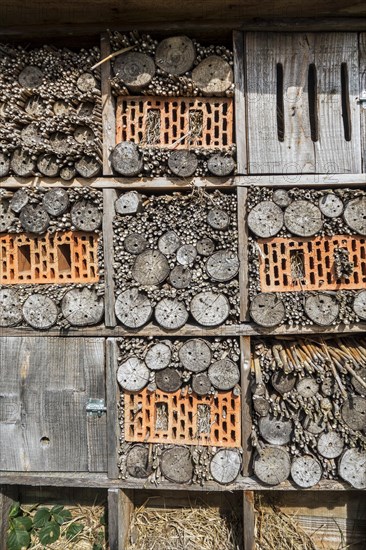 Insect hotel for solitary bees and artificial nesting place for other insects