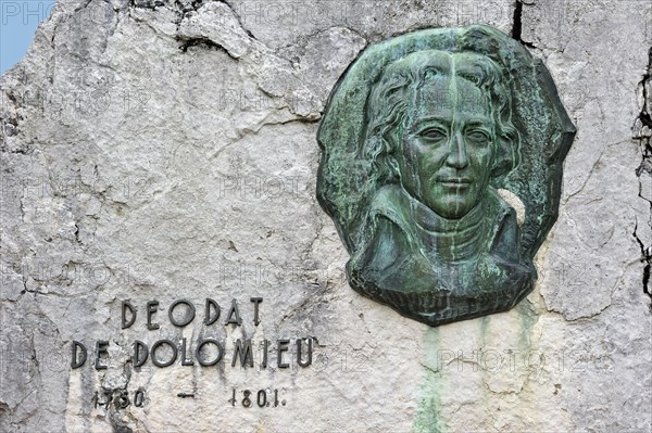 Monument in honour of the French geologist Deodat Gratet de Dolomieu at Cortina d'Ampezzo