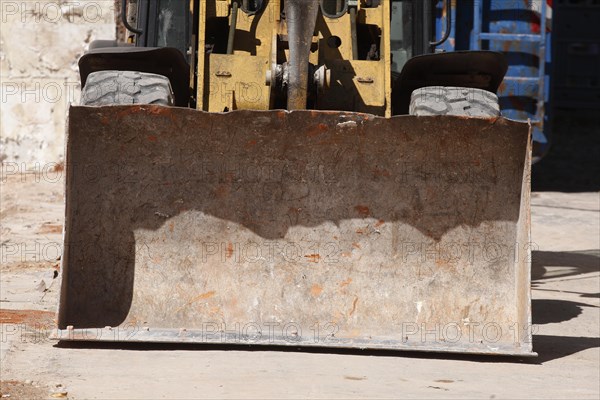 Excavator shovel on a construction site