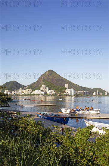 Boats in the lagoon Lagoa Rodrigo de Freitas