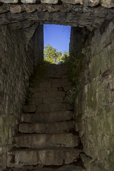 Stone steps of stairs in the Chateau de Crevec ur