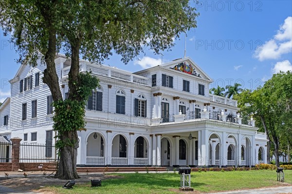 Presidential Palace of Suriname in Dutch colonial style in the capital city Paramaribo