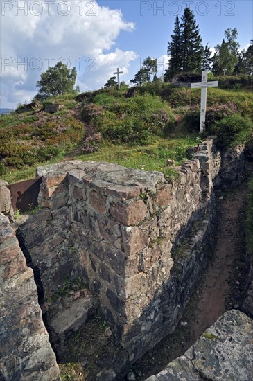 German trenches at the First World War battlefield Le Linge at Orbey