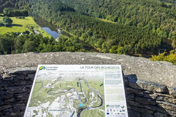 Map and view from the 13th century Chateau d'Herbeumont