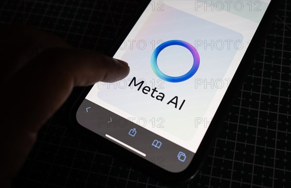 In this photo illustration a person browsing Meta AI